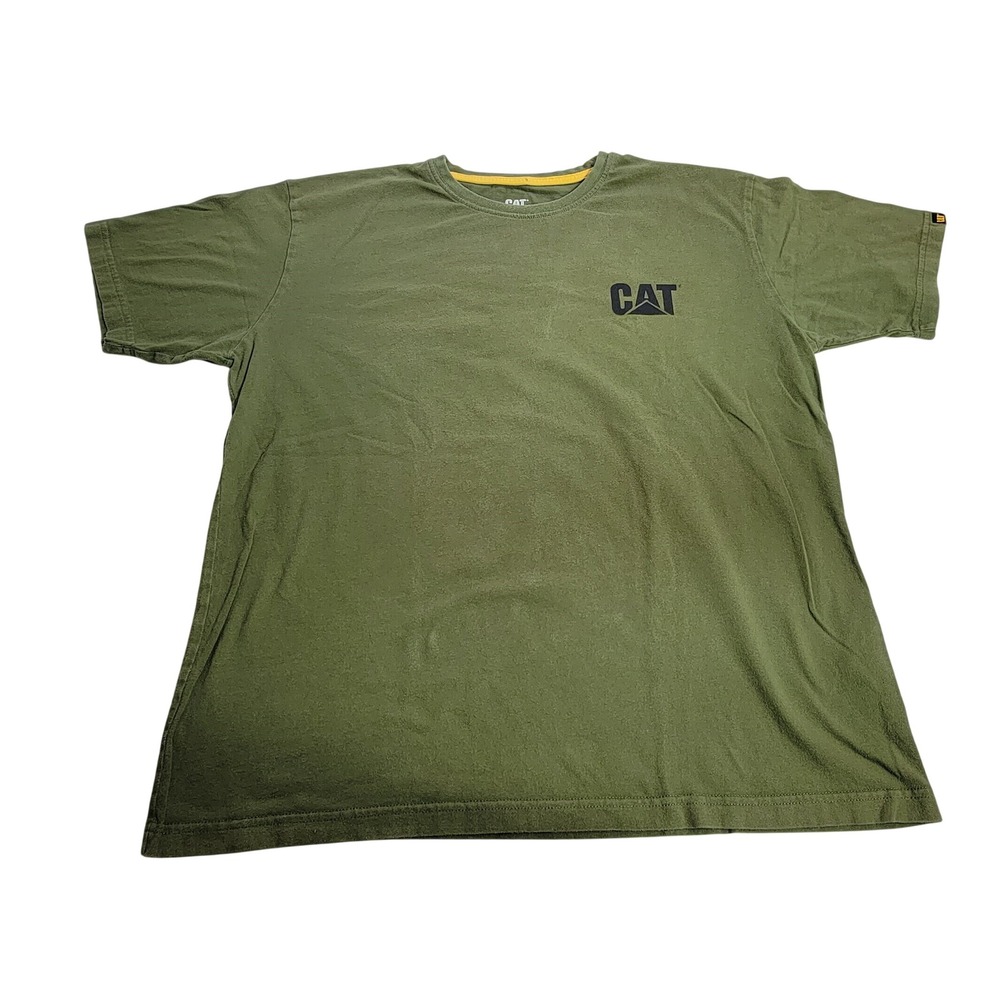 Caterpillar Mens XL Olive Green CAT Logo Graphic Short Sleeve T-Shirt Workwear